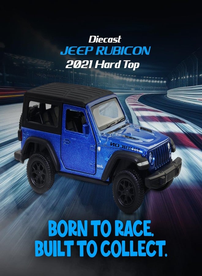 Rmz City 5 Inch Die Cast Jeep Rubicon 2021 Hard Top Toy Car 1:35 Scale Model | Licensed Collectible Vehicle with Opening Doors & Pullback Action | International Series for Kids & Car Lovers | Blue - Image 3